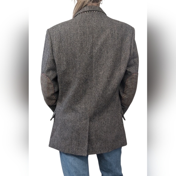 Ted Baker Wool Herringbone Blazer Women’s Brown Tweed Elbow Patch Jacket 2 - Picture 2 of 11
